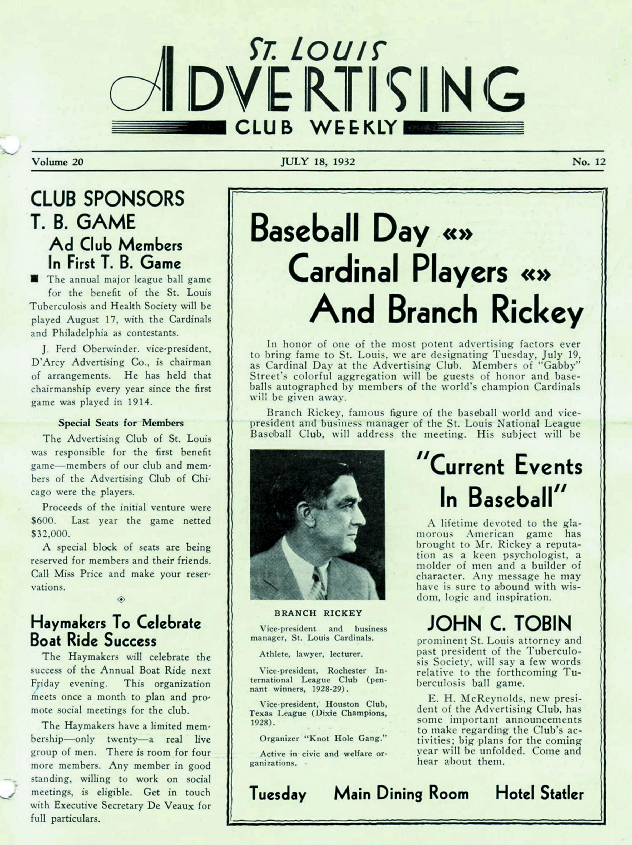 Historic Personalities Branch Rickey Ad Club Stl